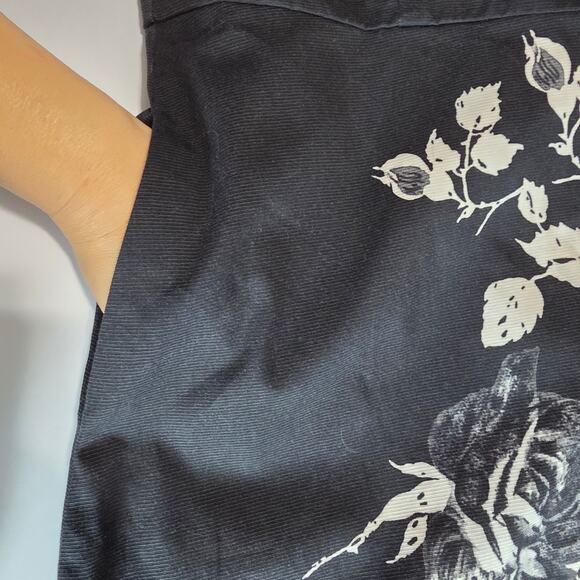 Talbots RSVP Dress Women 12 Black White Floral A-Line Sleeveless Cotton Blend - Picture 8 of 12